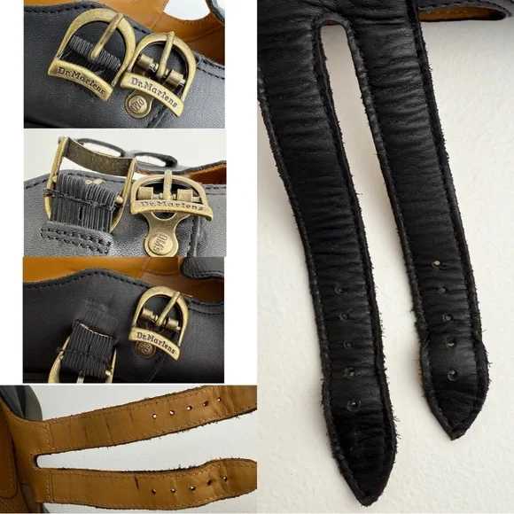 Vintage Dr. Martens England 8065 Black Platform Double Strap Mary Janes UK 6 - Picture 15 of 16